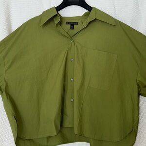 Banana Republic Women's Olive Green Long Sleeve Button-Down Shirt Size XXL